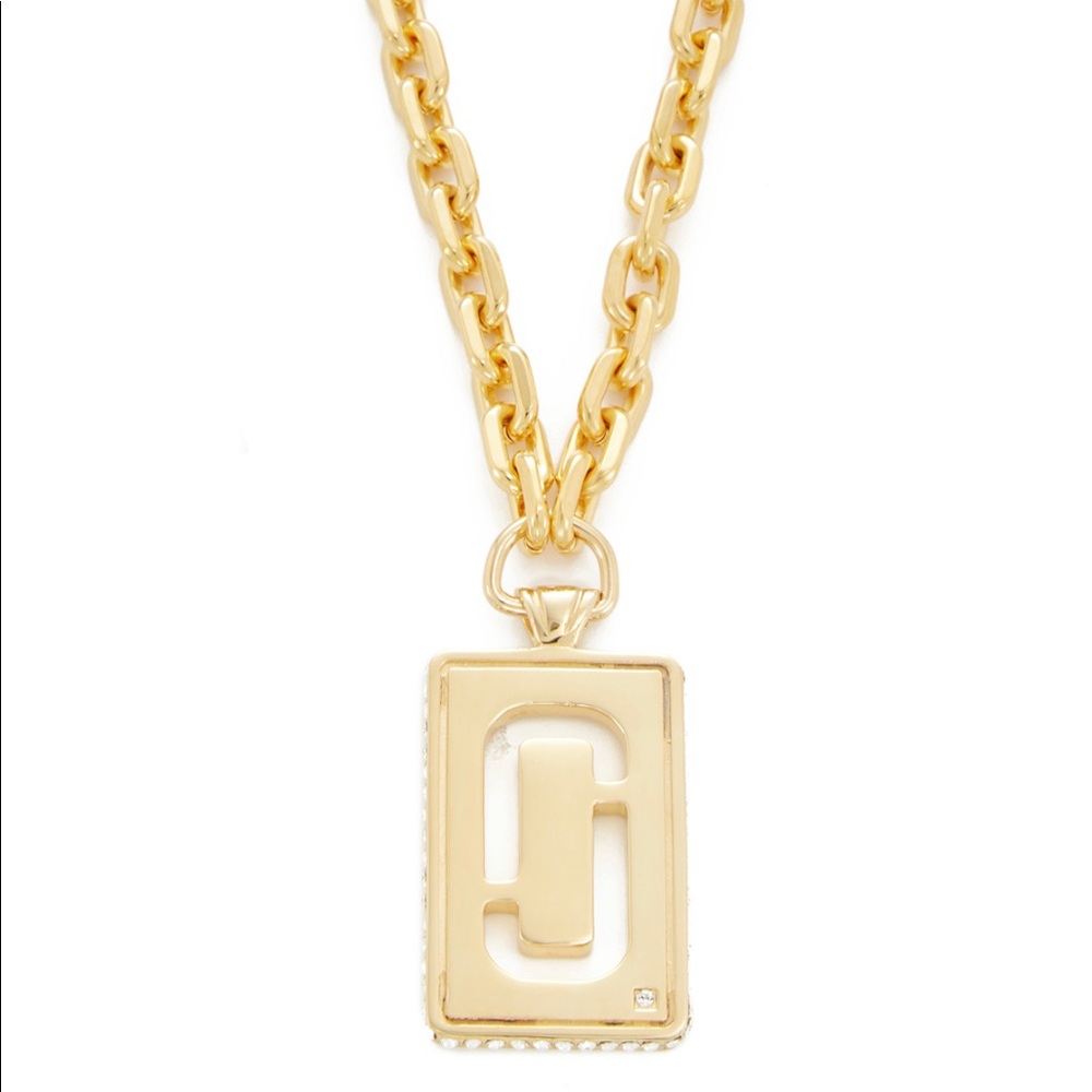 Long gold logo J necklace